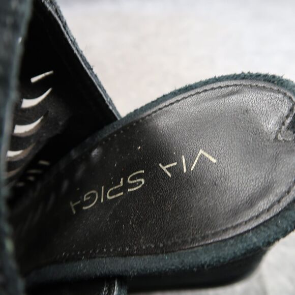 Via Spiga Shoes Womens 9 Sandal Bootie Wedge Ankle Strap Leather Open Toe Black - Picture 14 of 14